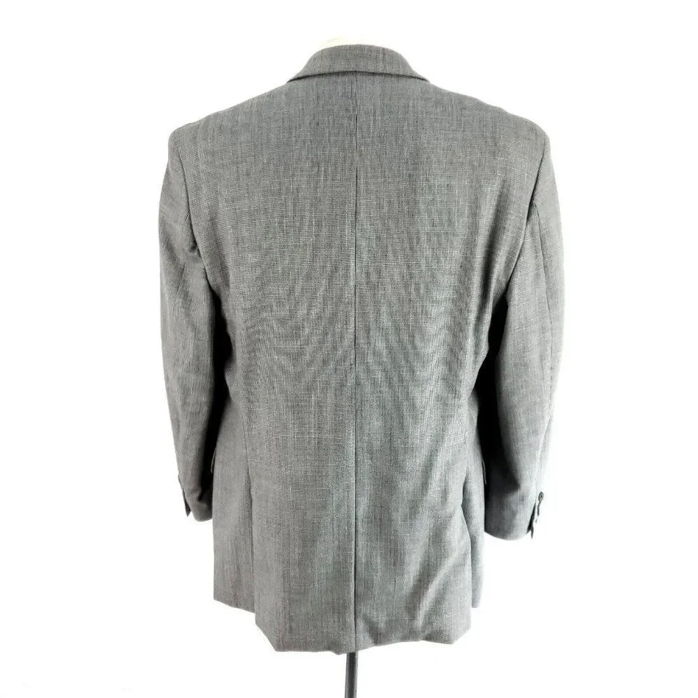 Calvin Klein Heavy‎ Wool 3 Button Sport Coat 40R Gray Check Blazer